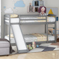 Twin Over Twin Bunk Bed With Convertible Slide And Laddergray Old Sku:Wf281725Aae Gray Pine