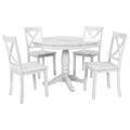 Orisfur. 5 Pieces Dining Table And Chairs Set For 4 Persons, Kitchen Room Solid Wood Table With 4 Chairs White Mdf Solid Wood