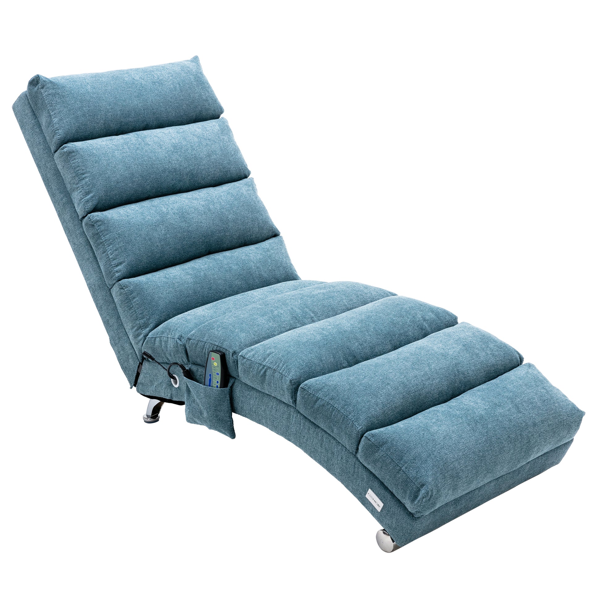 Coolmore Linen Massage Chaise Lounge Indoor With Remote Control,Ergonomic Electric Massage Long Lounger With 5 Modes For Office, Living Room,Bedroom Blue Blue Foam Linen