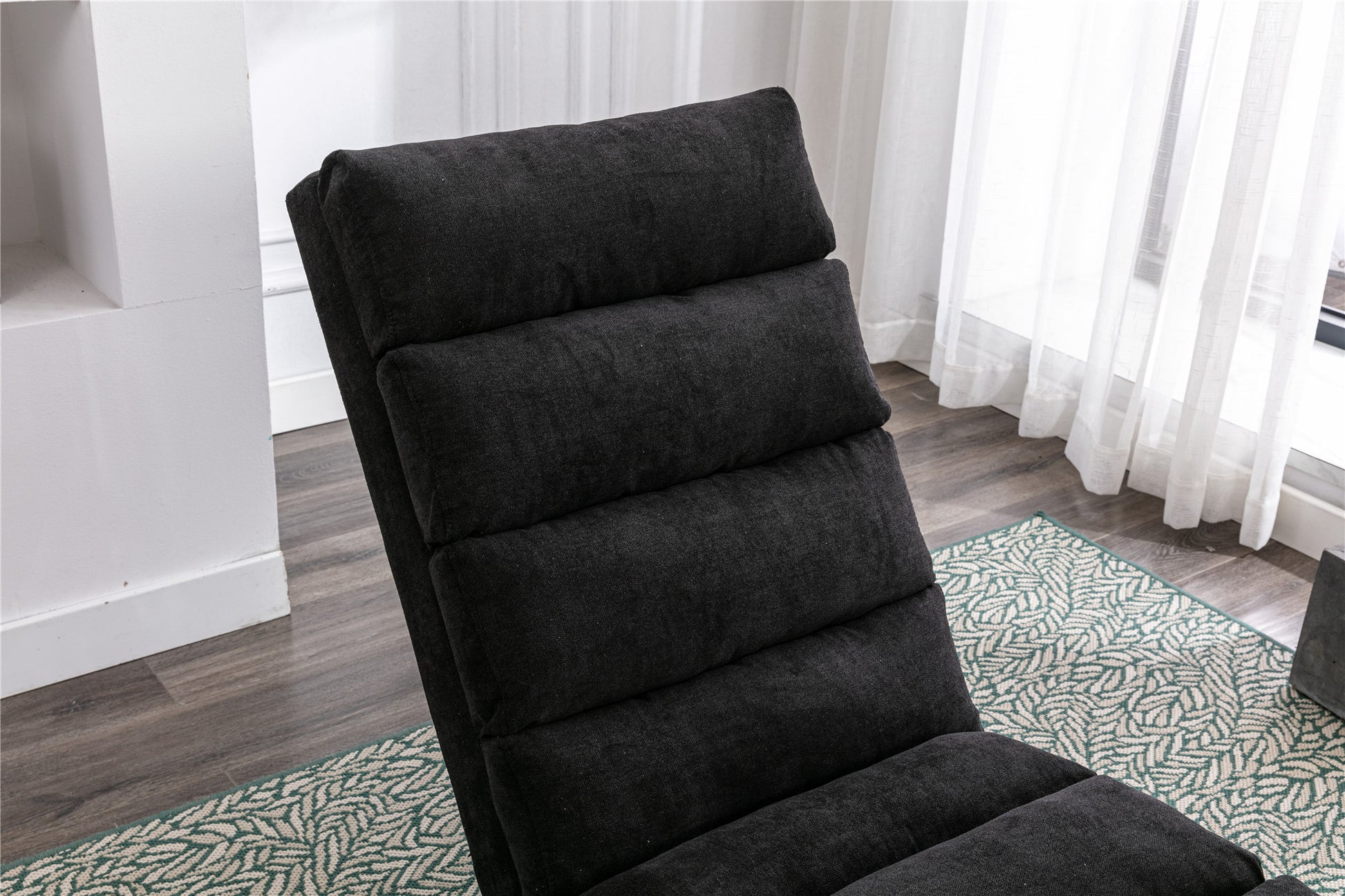 Coolmore Linen Chaise Lounge Indoor Chair, Modern Long Lounger For Office Or Living Room Black Polyester