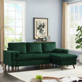 88 Inch Reversible Pull Out Sleeper Sectional Storage Sofa Bed,Corner Sofa Bed With Storage Chaise Left Right Handed Chaise Green Foam Velvet