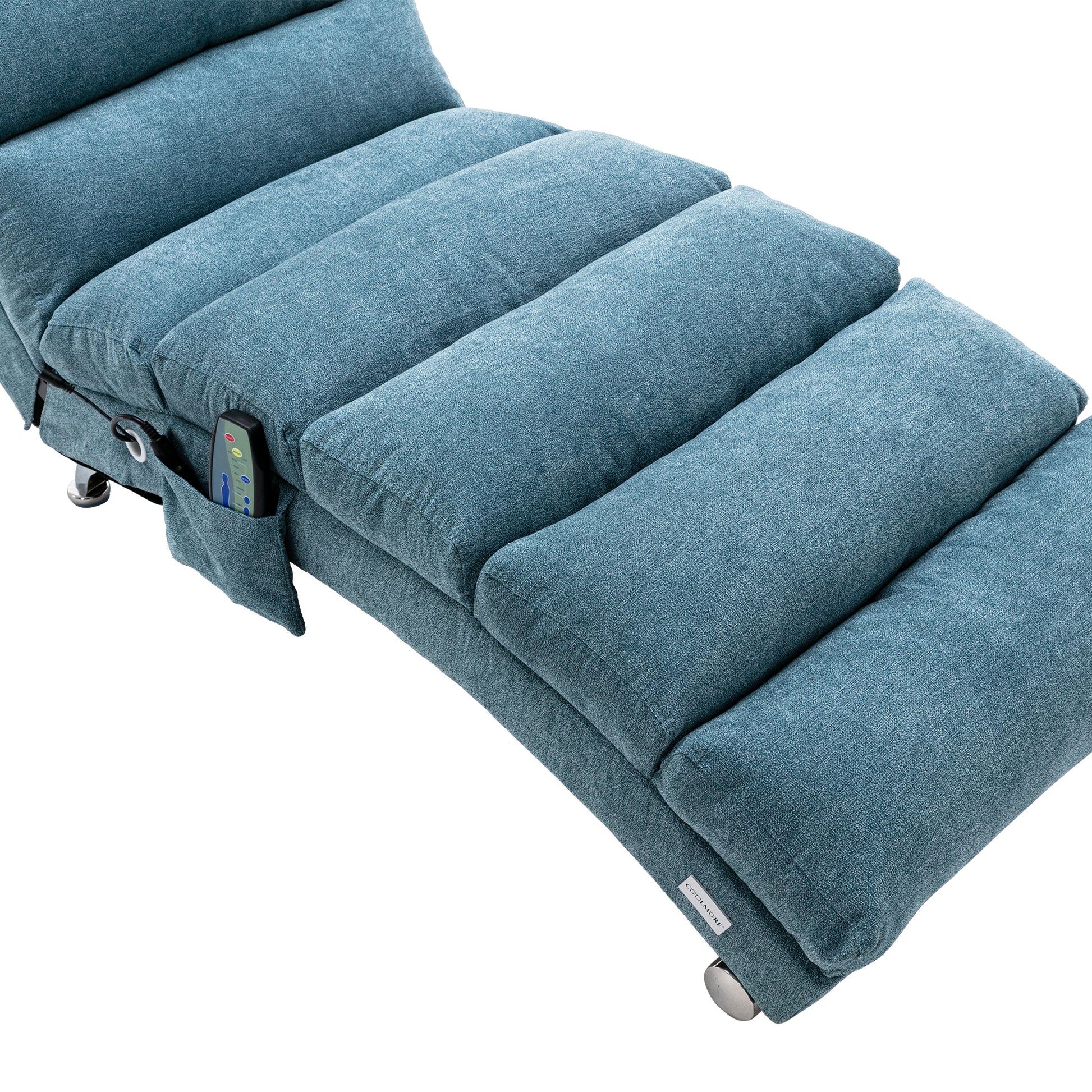Coolmore Linen Massage Chaise Lounge Indoor With Remote Control,Ergonomic Electric Massage Long Lounger With 5 Modes For Office, Living Room,Bedroom Blue Blue Foam Linen