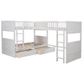 Twin Size Bunk Bed With A Loft Bed Attached, With Two Drawers,White White Pine