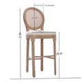 Hengming French Country Wooden Barstools Rattan Back With Upholstered Seatingbeige And Natural Beige Foam Fabric