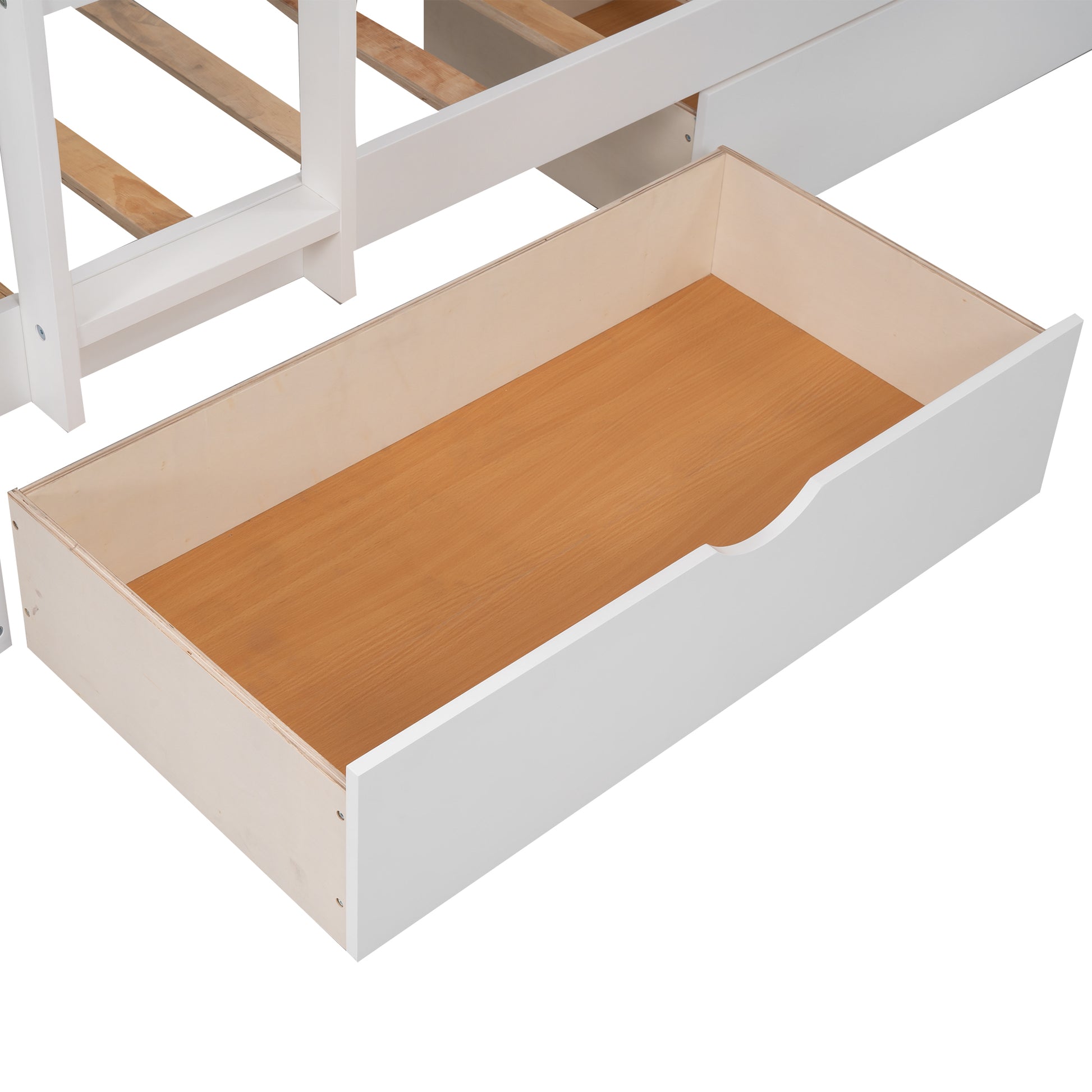 Twin Size Bunk Bed With A Loft Bed Attached, With Two Drawers,White White Pine