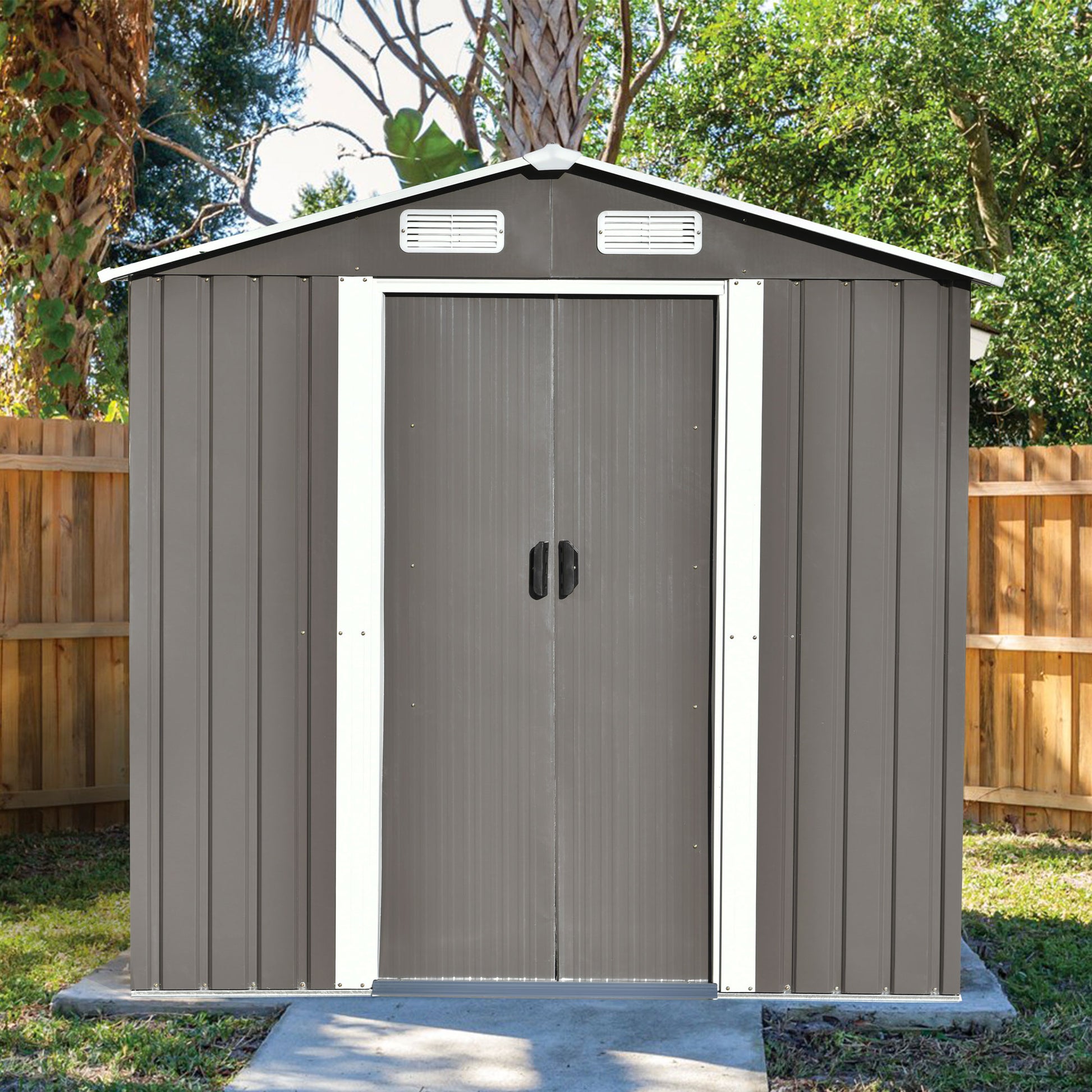 Patio 6Ft X4Ft Bike Shed Garden Shed, Metal Storage Shed With Lockable Door, Tool Cabinet With Vents And Foundation For Backyard, Lawn, Garden, Gray No Gray Weather Resistant Frame Garden & Outdoor Casual Steel Steel