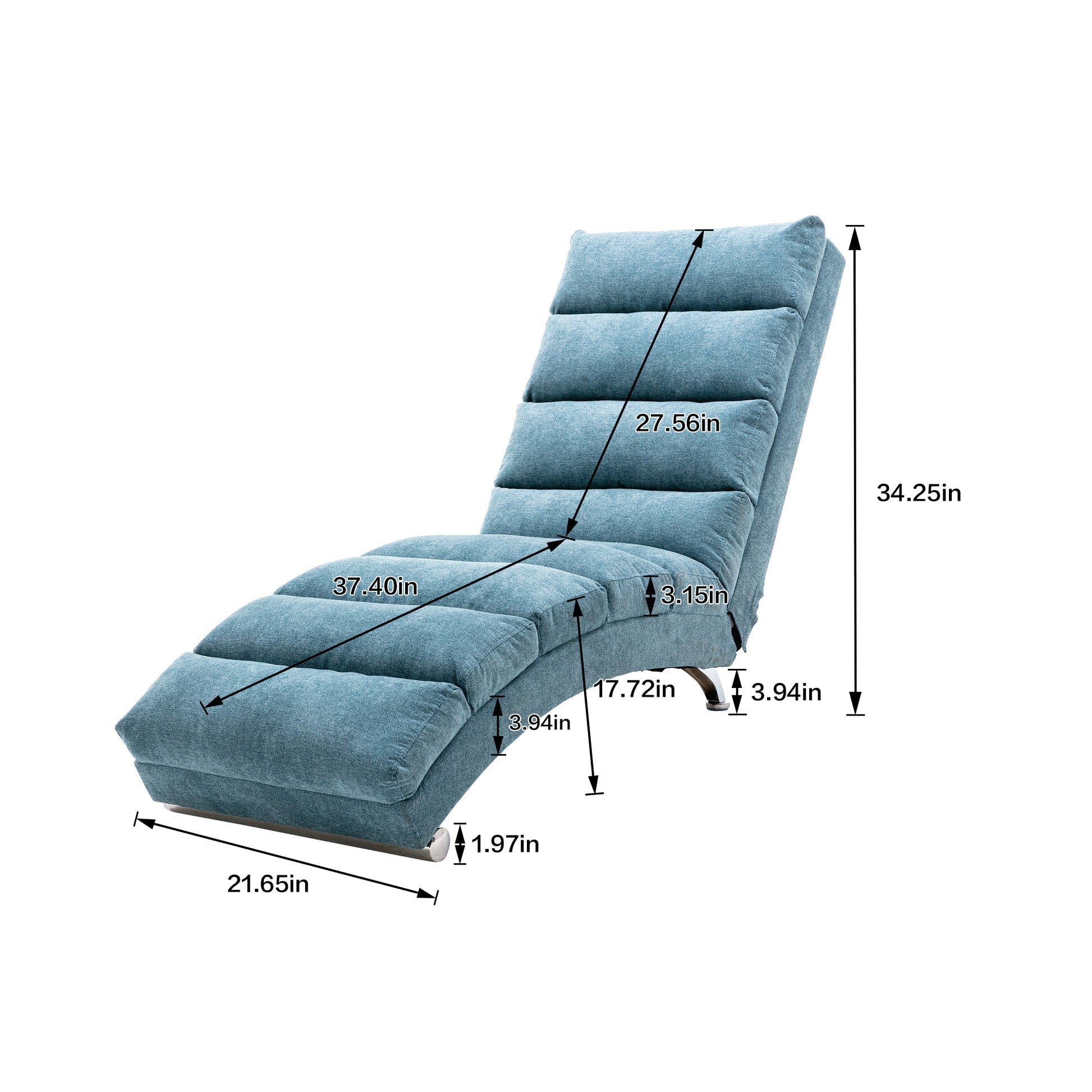 Coolmore Linen Massage Chaise Lounge Indoor With Remote Control,Ergonomic Electric Massage Long Lounger With 5 Modes For Office, Living Room,Bedroom Blue Blue Foam Linen
