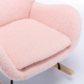 Teddy Fabric Padded Seat Rocking Chair With High Backrest And Armrests Pink Foam Upholstered