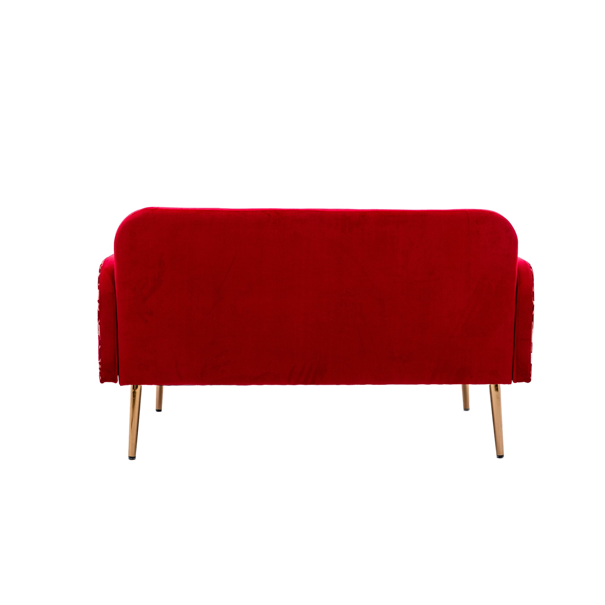 Coolmore Modern Velvet Loveseat Sofacomfy Upholstered 2 Seater Sofa With Gold Metal Legs, Small Loveseat Accent Couch For Living Bedroom Leisure Areas Red Velvet Red Foam Polyester 2 Seat