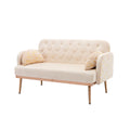 Coolmore Modern Velvet Loveseat Sofacomfy Upholstered 2 Seater Sofa With Gold Metal Legs, Small Loveseat Accent Couch For Living Bedroom Leisure Areas Beige Velvet Beige Foam Polyester 2 Seat