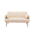 Coolmore Modern Velvet Loveseat Sofacomfy Upholstered 2 Seater Sofa With Gold Metal Legs, Small Loveseat Accent Couch For Living Bedroom Leisure Areas Beige Velvet Beige Foam Polyester 2 Seat