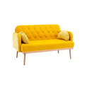 Coolmore Modern Velvet Loveseat Sofacomfy Upholstered 2 Seater Sofa With Gold Metal Legs, Small Loveseat Accent Couch For Living Bedroom Leisure Areas Yellow Velvet Yellow Foam Polyester 2 Seat