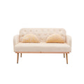 Coolmore Modern Velvet Loveseat Sofacomfy Upholstered 2 Seater Sofa With Gold Metal Legs, Small Loveseat Accent Couch For Living Bedroom Leisure Areas Beige Velvet Beige Foam Polyester 2 Seat