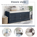 Storage Bench With 4 Doors And Adjustable Shelves, Shoe Bench With Removable Cushion For Living Room, Entryway Antique Navy Antique Navy Solid Wood