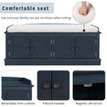 Storage Bench With 4 Doors And Adjustable Shelves, Shoe Bench With Removable Cushion For Living Room, Entryway Antique Navy Antique Navy Solid Wood