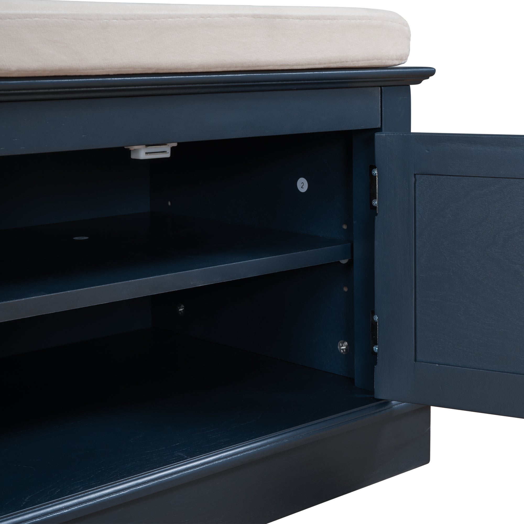 Storage Bench with 4 Doors and Adjustable antique navy-solid wood