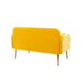 Coolmore Modern Velvet Loveseat Sofacomfy Upholstered 2 Seater Sofa With Gold Metal Legs, Small Loveseat Accent Couch For Living Bedroom Leisure Areas Yellow Velvet Yellow Foam Polyester 2 Seat