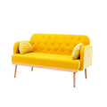 Coolmore Modern Velvet Loveseat Sofacomfy Upholstered 2 Seater Sofa With Gold Metal Legs, Small Loveseat Accent Couch For Living Bedroom Leisure Areas Yellow Velvet Yellow Foam Polyester 2 Seat