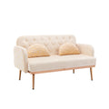 Coolmore Modern Velvet Loveseat Sofacomfy Upholstered 2 Seater Sofa With Gold Metal Legs, Small Loveseat Accent Couch For Living Bedroom Leisure Areas Beige Velvet Beige Foam Polyester 2 Seat