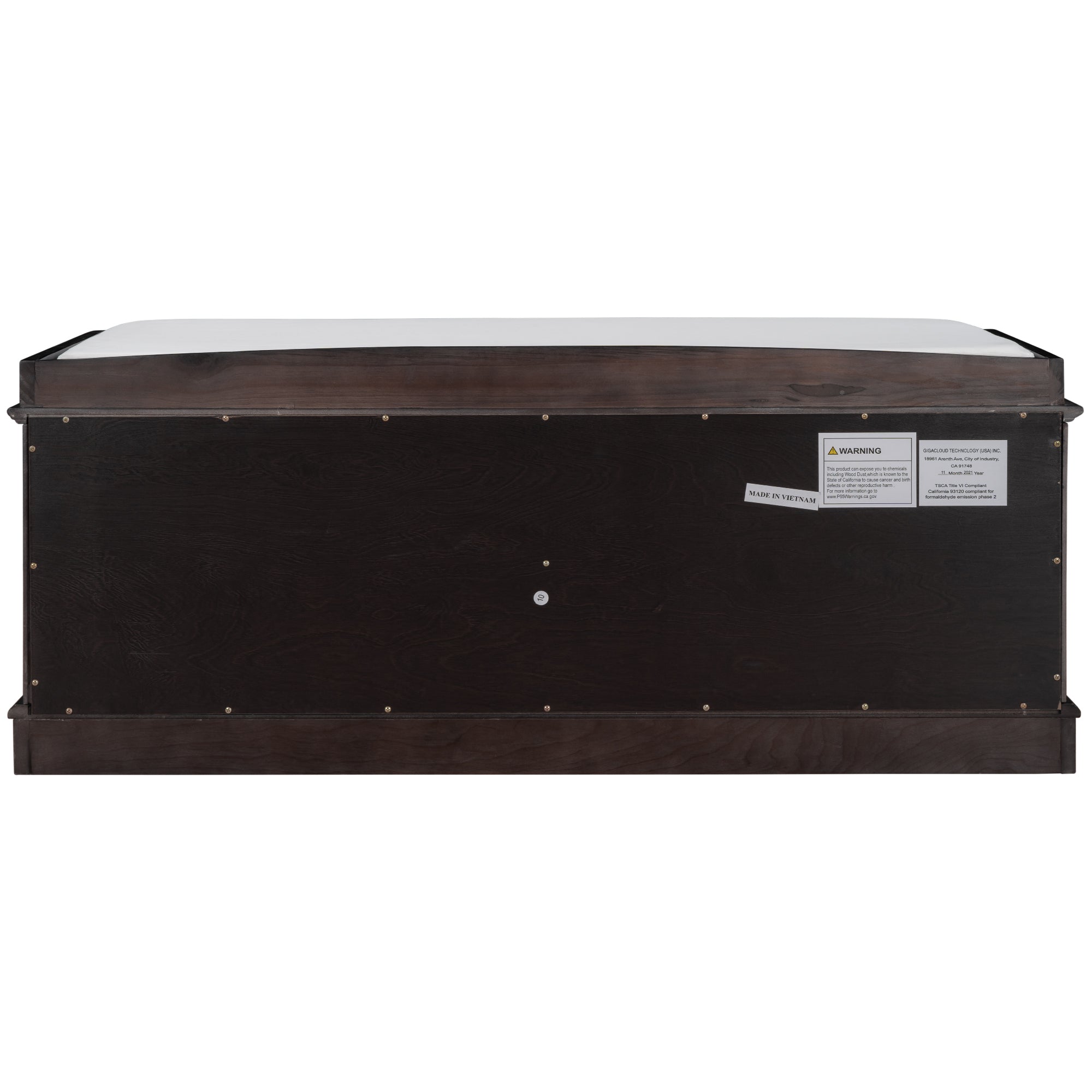 Storage Bench with 4 Doors and Adjustable espresso-solid wood
