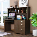 Home Office Computer Desk With Hutch,Walnut Walnut Particle Board