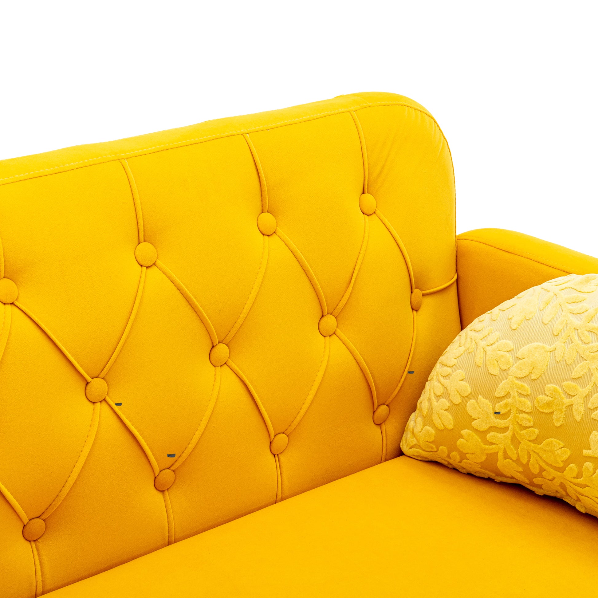 Coolmore Modern Velvet Loveseat Sofacomfy Upholstered 2 Seater Sofa With Gold Metal Legs, Small Loveseat Accent Couch For Living Bedroom Leisure Areas Yellow Velvet Yellow Foam Polyester 2 Seat