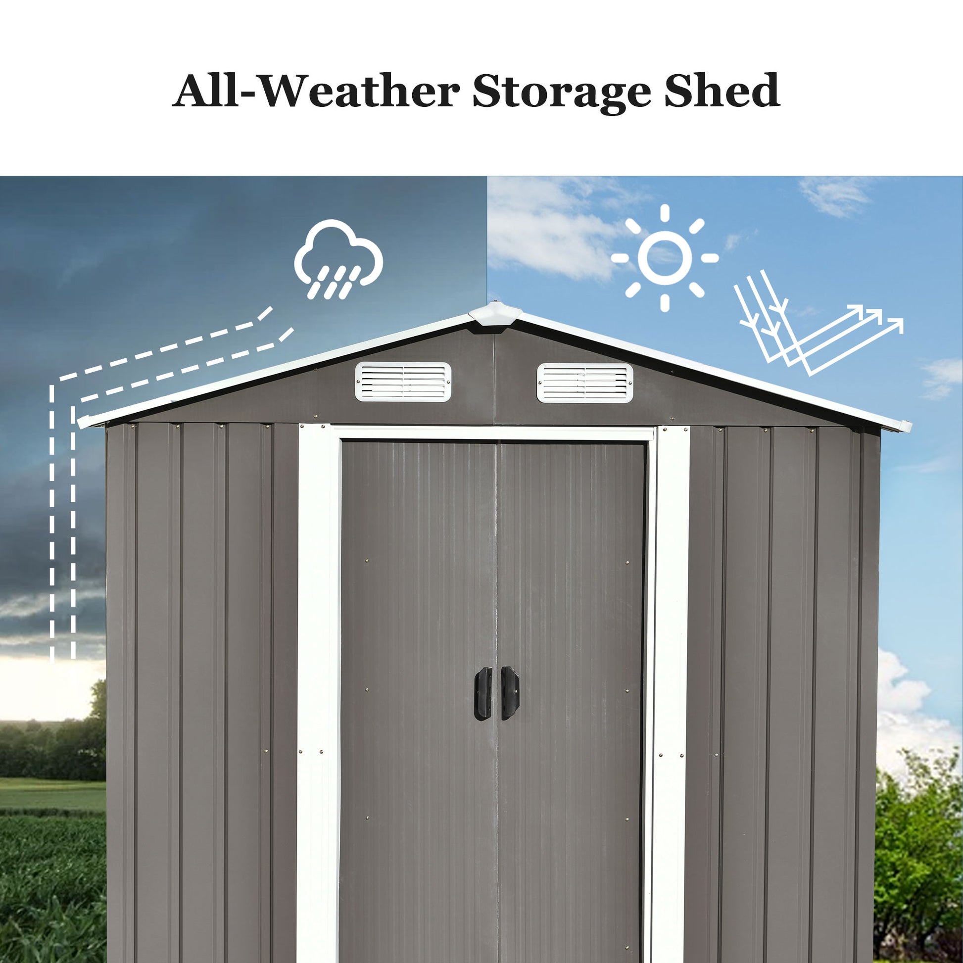 Patio 6Ft X4Ft Bike Shed Garden Shed, Metal Storage Shed With Lockable Door, Tool Cabinet With Vents And Foundation For Backyard, Lawn, Garden, Gray No Gray Weather Resistant Frame Garden & Outdoor Casual Steel Steel