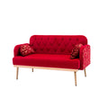 Coolmore Modern Velvet Loveseat Sofacomfy Upholstered 2 Seater Sofa With Gold Metal Legs, Small Loveseat Accent Couch For Living Bedroom Leisure Areas Red Velvet Red Foam Polyester 2 Seat