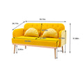 Coolmore Modern Velvet Loveseat Sofacomfy Upholstered 2 Seater Sofa With Gold Metal Legs, Small Loveseat Accent Couch For Living Bedroom Leisure Areas Yellow Velvet Yellow Foam Polyester 2 Seat