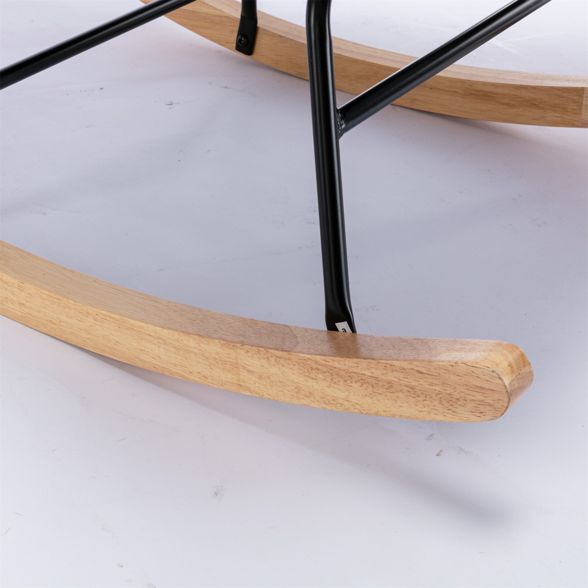 Teddy Fabric Padded Seat Rocking Chair With High Backrest And Armrests Pink Foam Upholstered