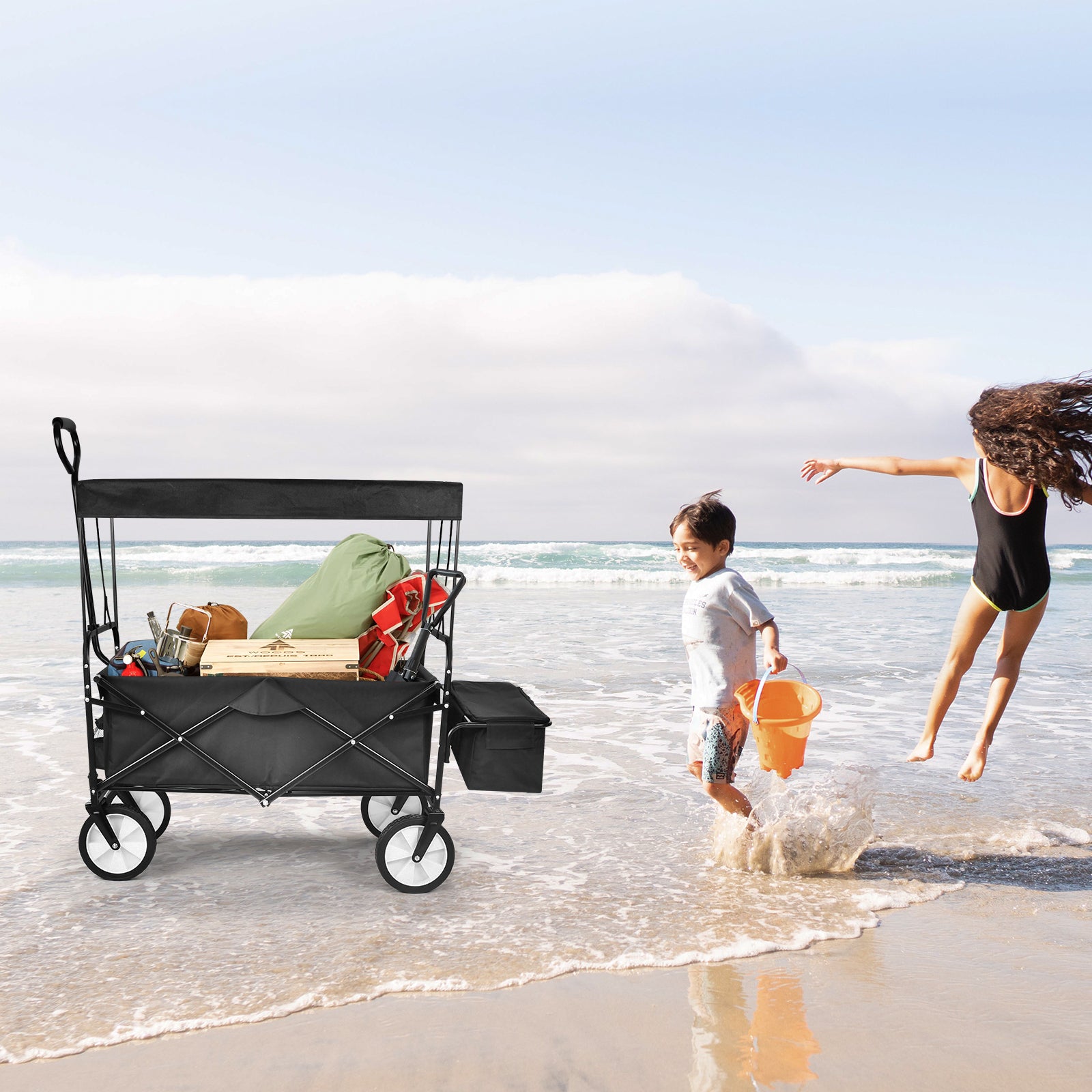 YSSOA Heavy Duty Folding Portable Hand Cart with black-steel