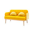 Coolmore Modern Velvet Loveseat Sofacomfy Upholstered 2 Seater Sofa With Gold Metal Legs, Small Loveseat Accent Couch For Living Bedroom Leisure Areas Yellow Velvet Yellow Foam Polyester 2 Seat