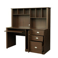 Home Office Computer Desk With Hutch,Walnut Walnut Particle Board