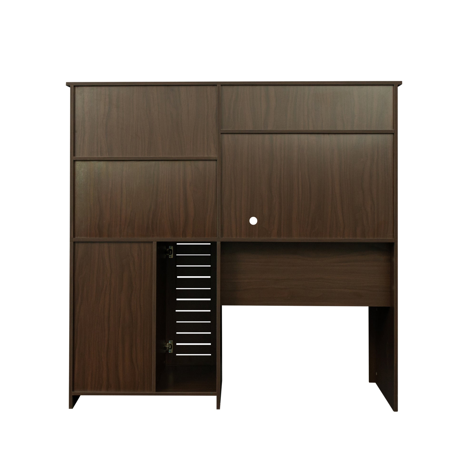 Home Office Computer Desk With Hutch,Walnut Walnut Particle Board