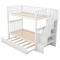 Twin Over Twin Bunk Bed With Trundle And Storage, White Twin White Pine