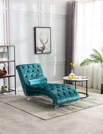 Coomoreleisure Concubine Sofa With Acrylic Feet Teal Velvet