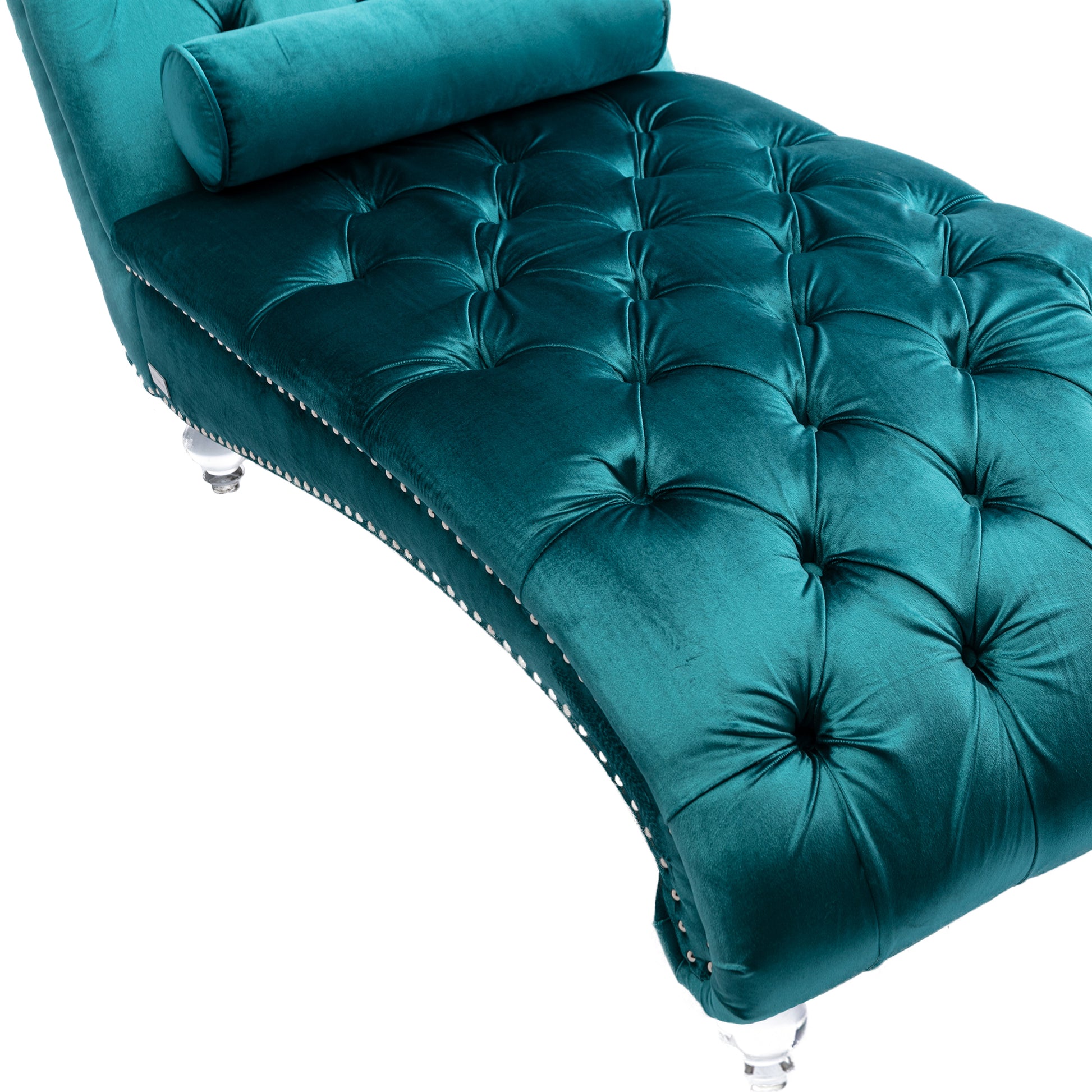 Coomoreleisure Concubine Sofa With Acrylic Feet Teal Velvet