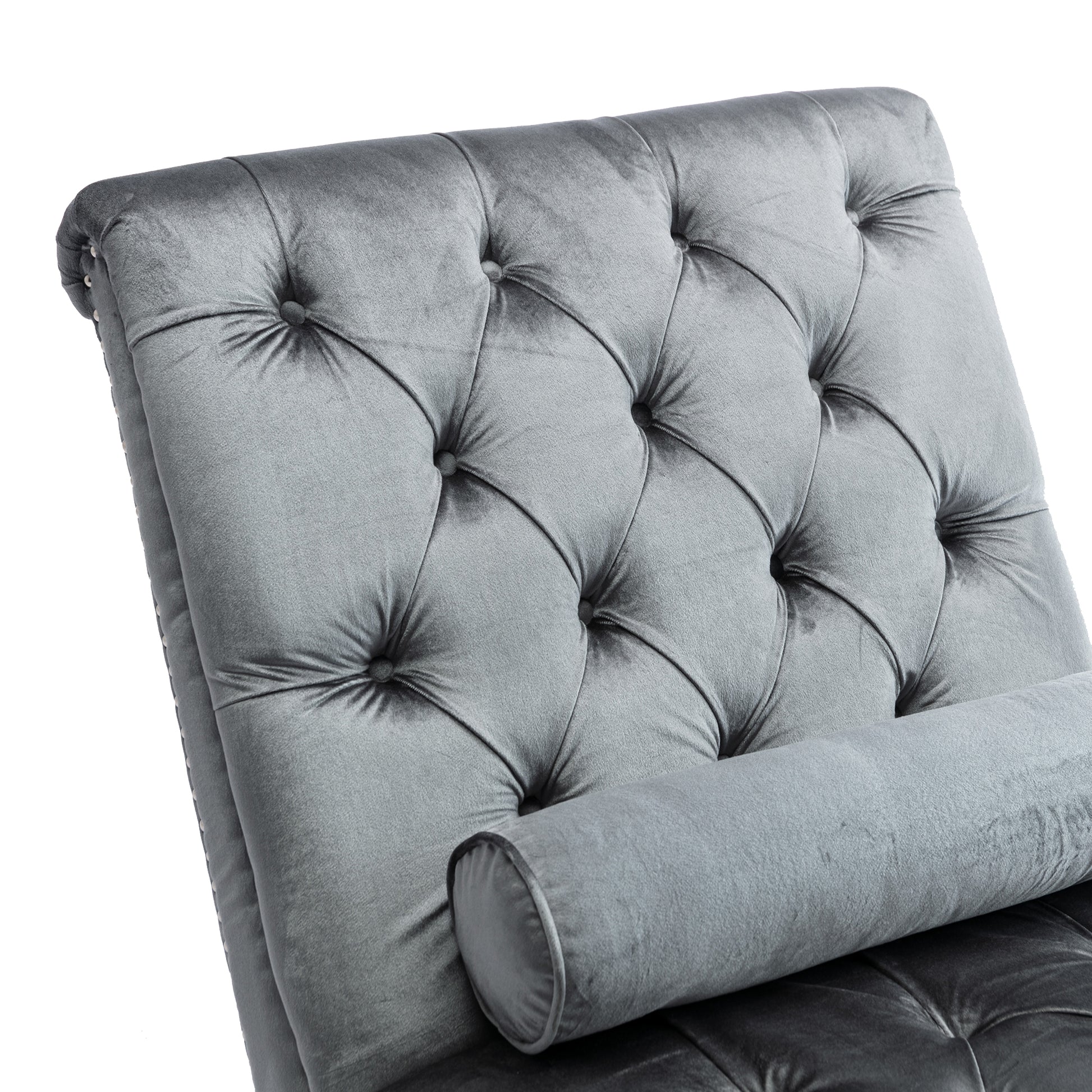 Coomoreleisure Concubine Sofa With Acrylic Feet Silver Velvet