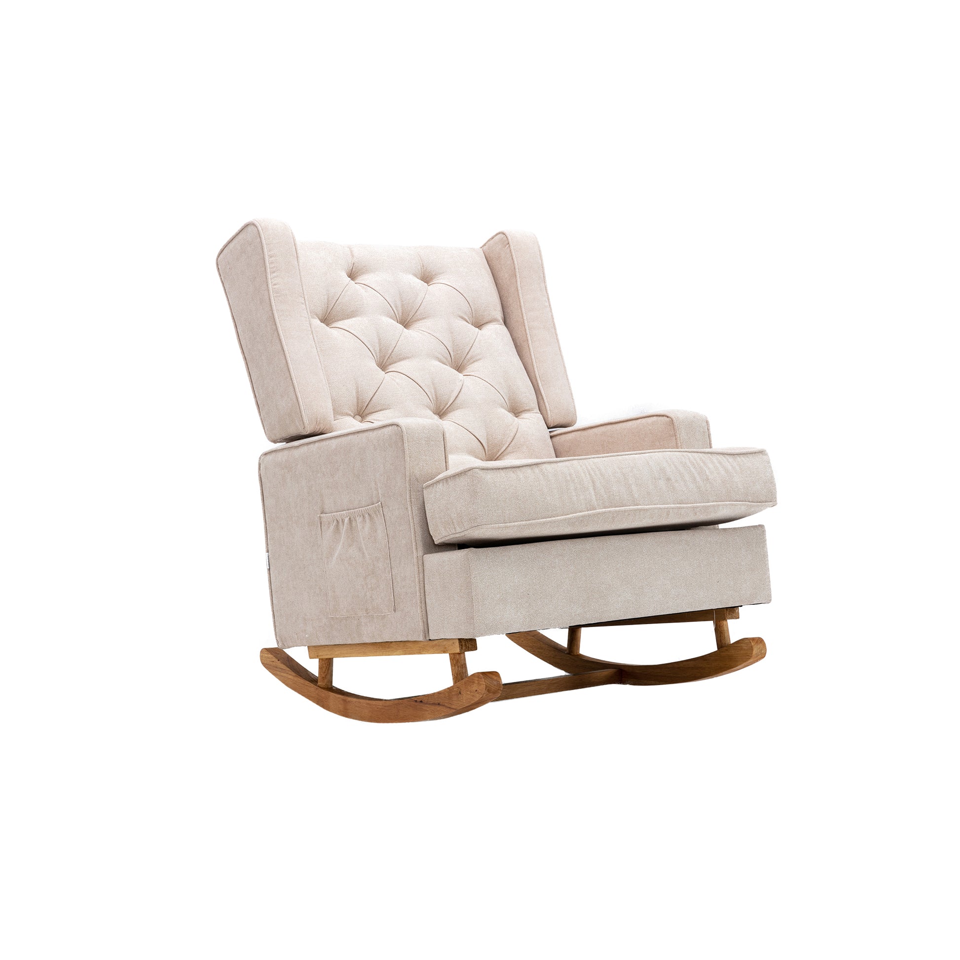 Coolmore Living Room Comfortable Rocking Chair Accent Chair Beige Polyester