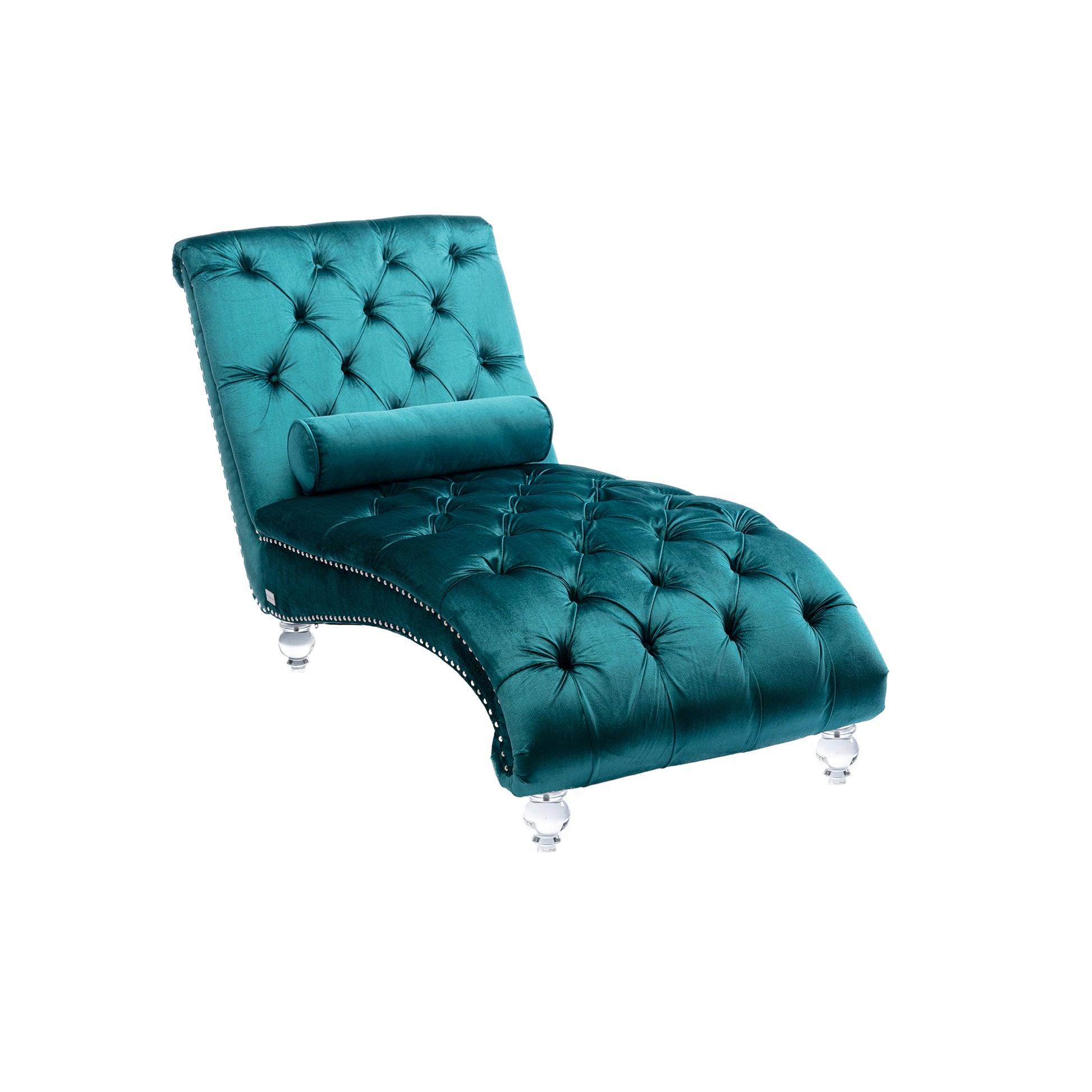 Coomoreleisure Concubine Sofa With Acrylic Feet Teal Velvet