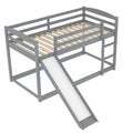 Twin Over Twin Bunk Bed With Convertible Slide And Laddergray Old Sku:Wf281725Aae Gray Pine