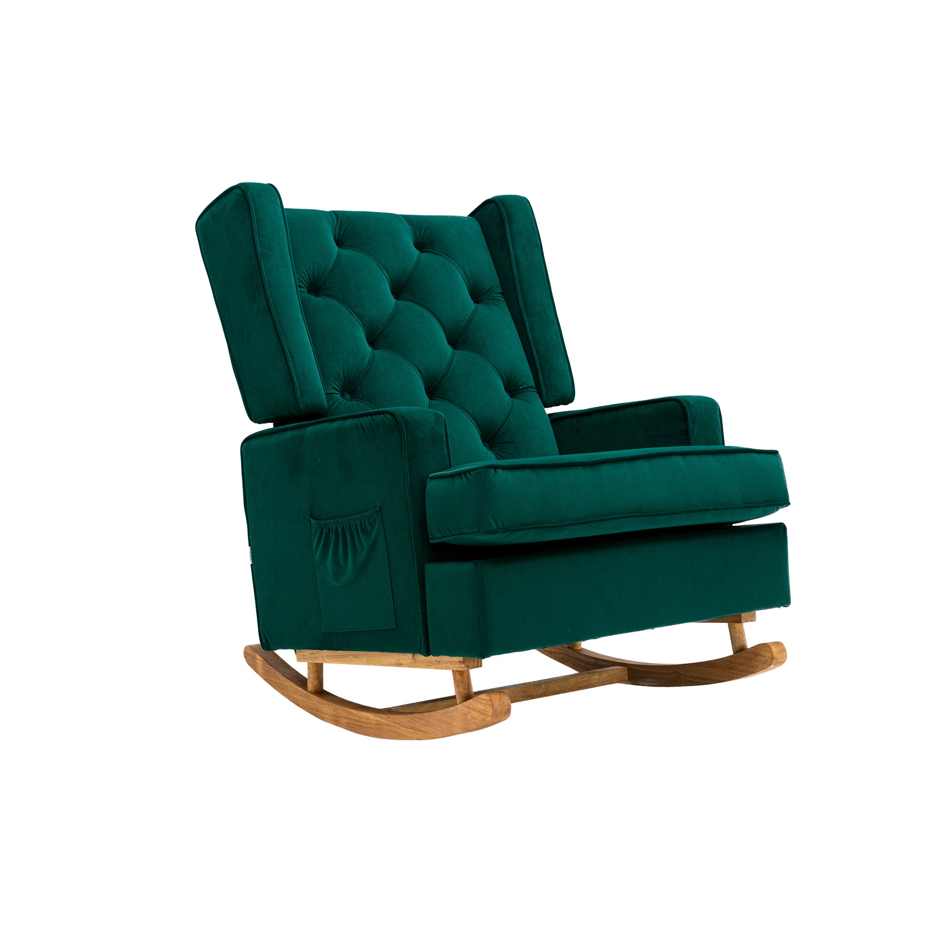 Coolmore Living Room Comfortable Rocking Chair Accent Chair Emerald Polyester