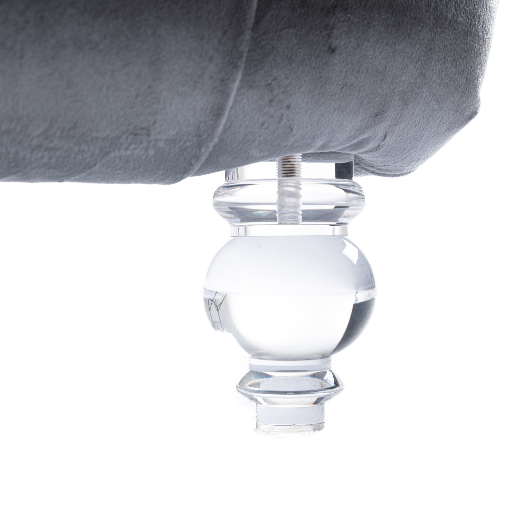 Coomoreleisure Concubine Sofa With Acrylic Feet Silver Velvet