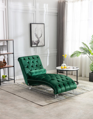 Coomoreleisure Concubine Sofa With Acrylic Feet Emerald Velvet