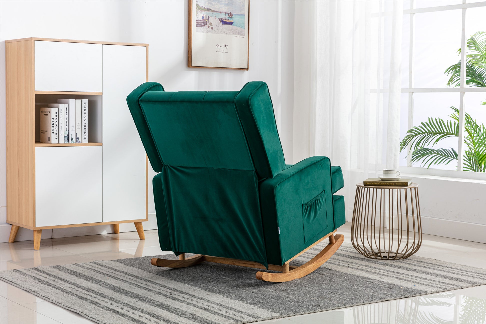 Coolmore Living Room Comfortable Rocking Chair Accent Chair Emerald Polyester