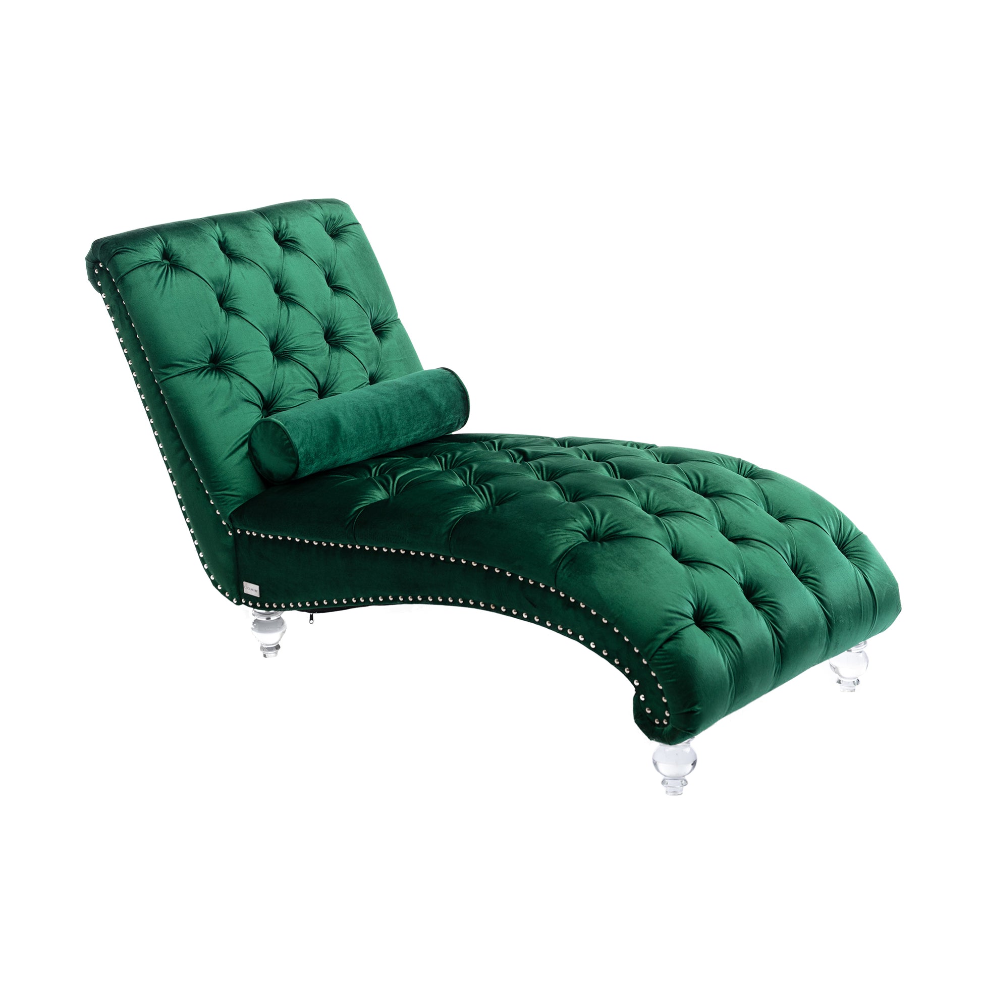 Coomoreleisure Concubine Sofa With Acrylic Feet Emerald Velvet