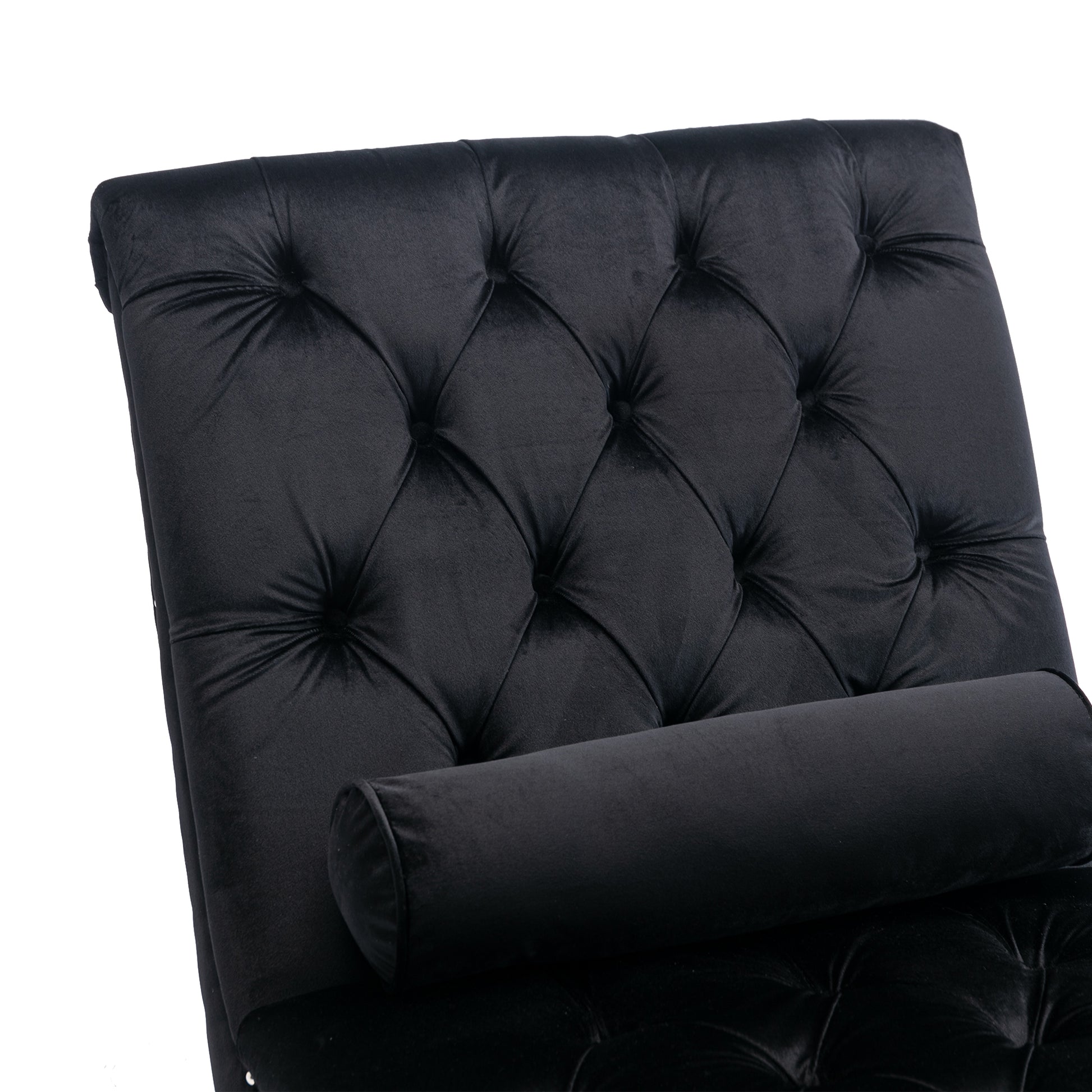 Coomoreleisure Concubine Sofa With Acrylic Feet Black Velvet