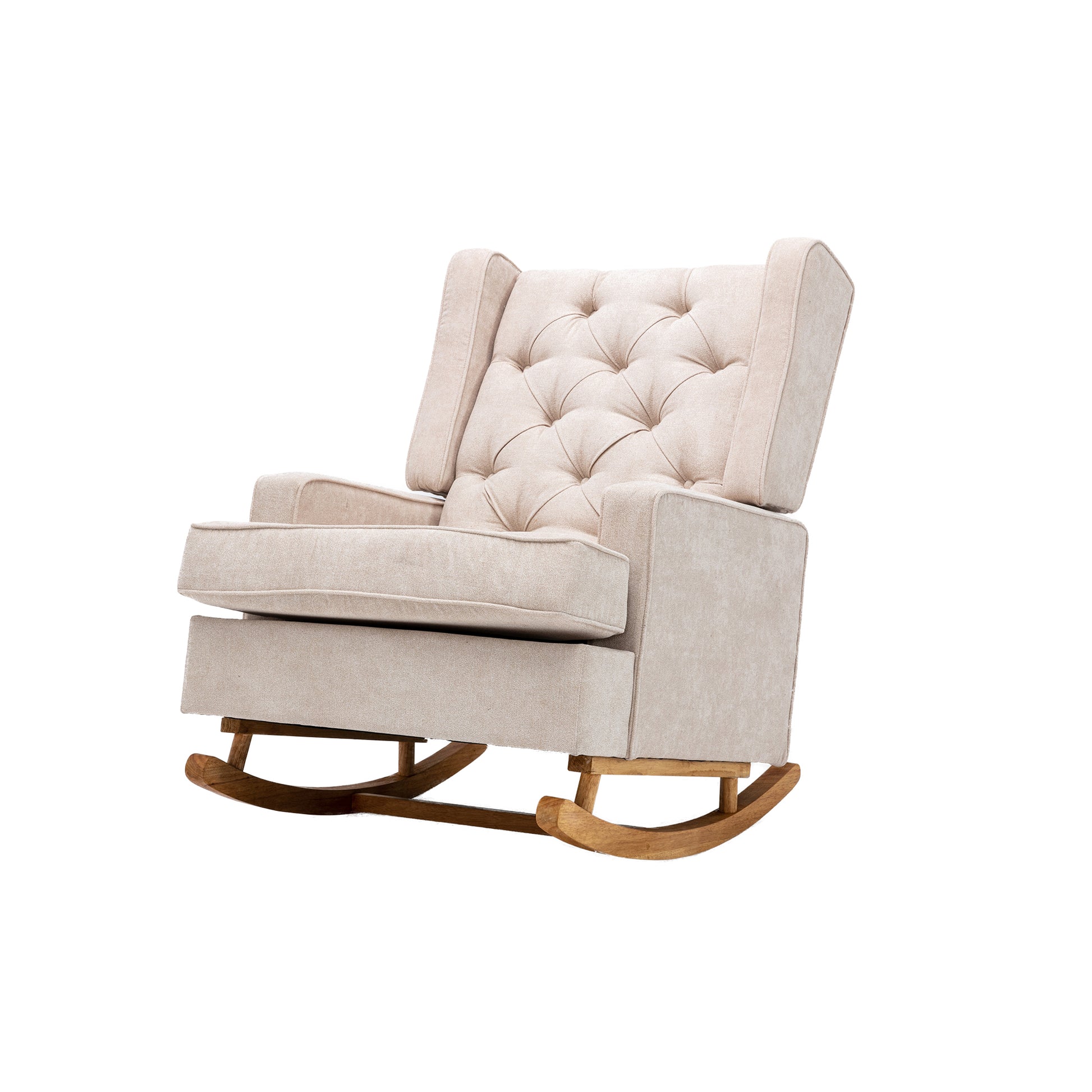 Coolmore Living Room Comfortable Rocking Chair Accent Chair Beige Polyester