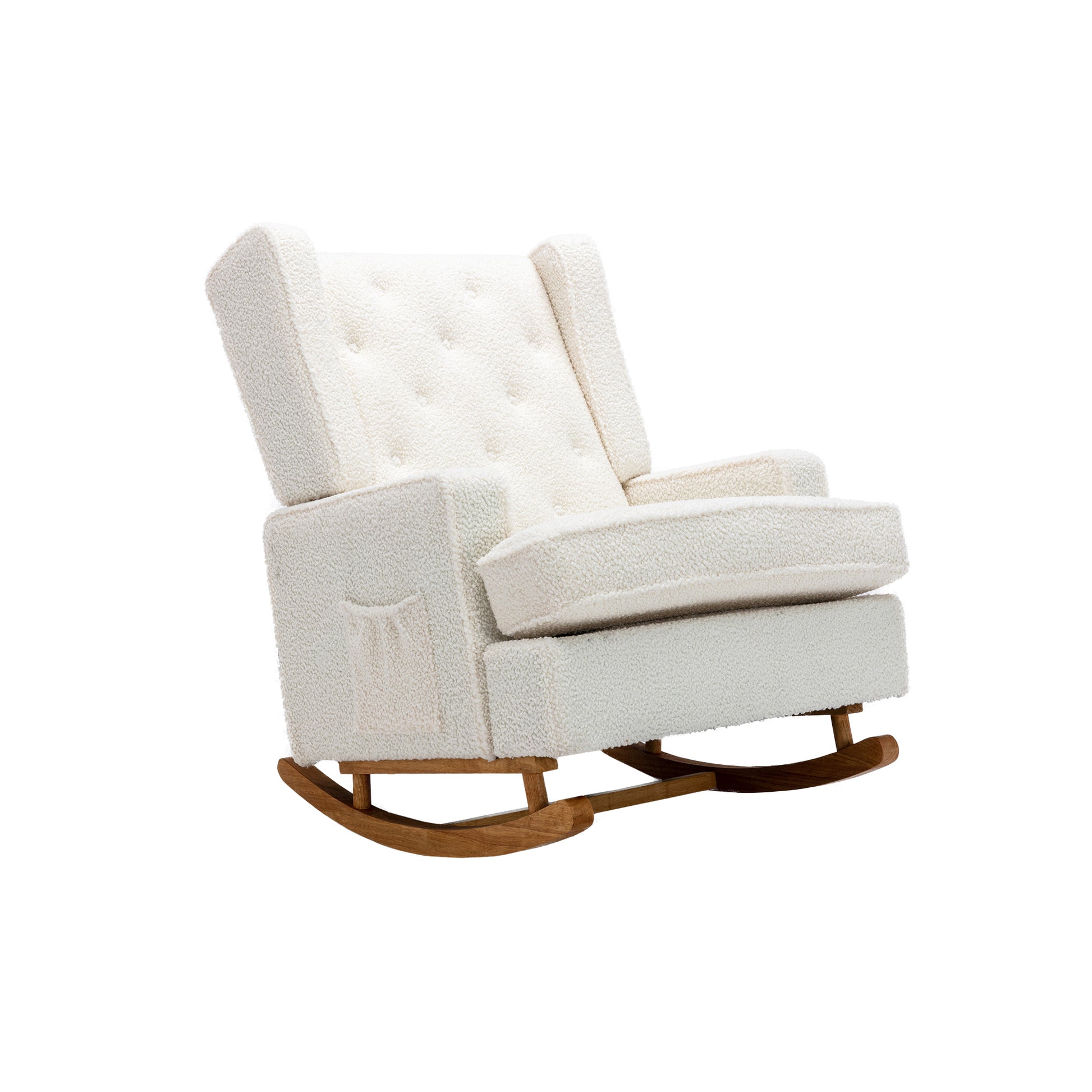 Coolmore Living Room Comfortable Rocking Chair Accent Chair White Teddy Polyester
