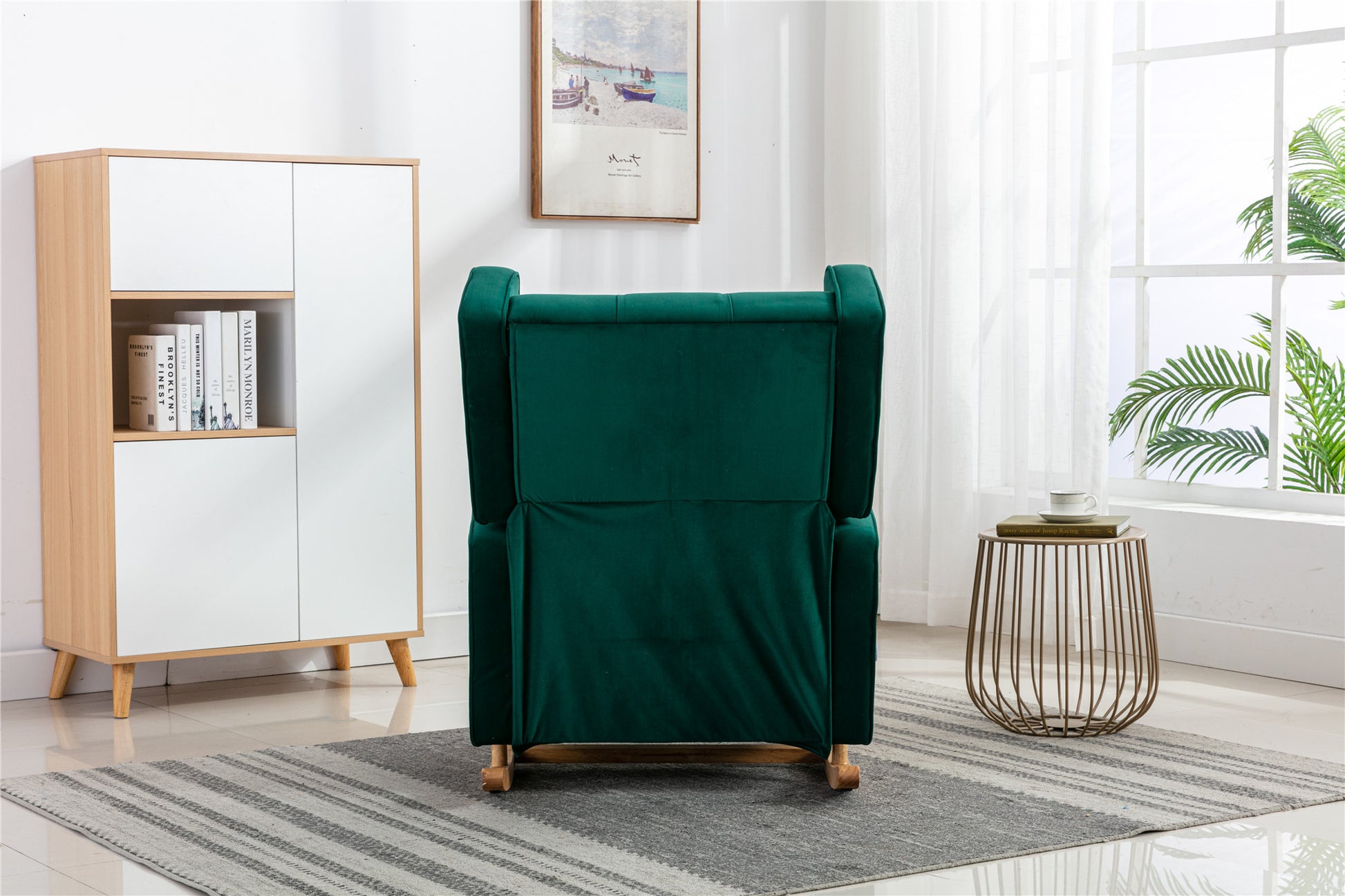Coolmore Living Room Comfortable Rocking Chair Accent Chair Emerald Polyester